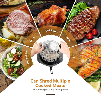 CLEANGOR Chicken Shredder Tool Twist Large, BPA Free Meat Shredder | with Ergonomic Handle, Non-Slip Food Shredder Tool for Pork, Beef, Set of Chicken Breast Shredder with Brush & Fork