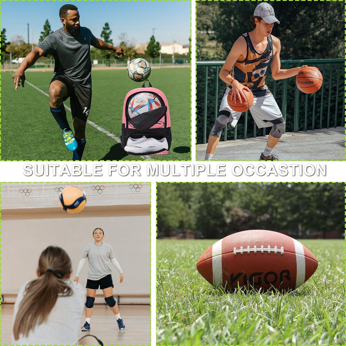 Hsmihair Soccer Bag-Soccer Backpack&Backpack for & Football Volleyball & Basketball,with Ball Compartment and Separate Cleat