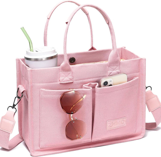ZHMO Canvas Tote Bag for Women,Women's Bags Crossbody Bags Work Laptop Tote Bag Large Handbags Purse for Travel Nurse Teacher