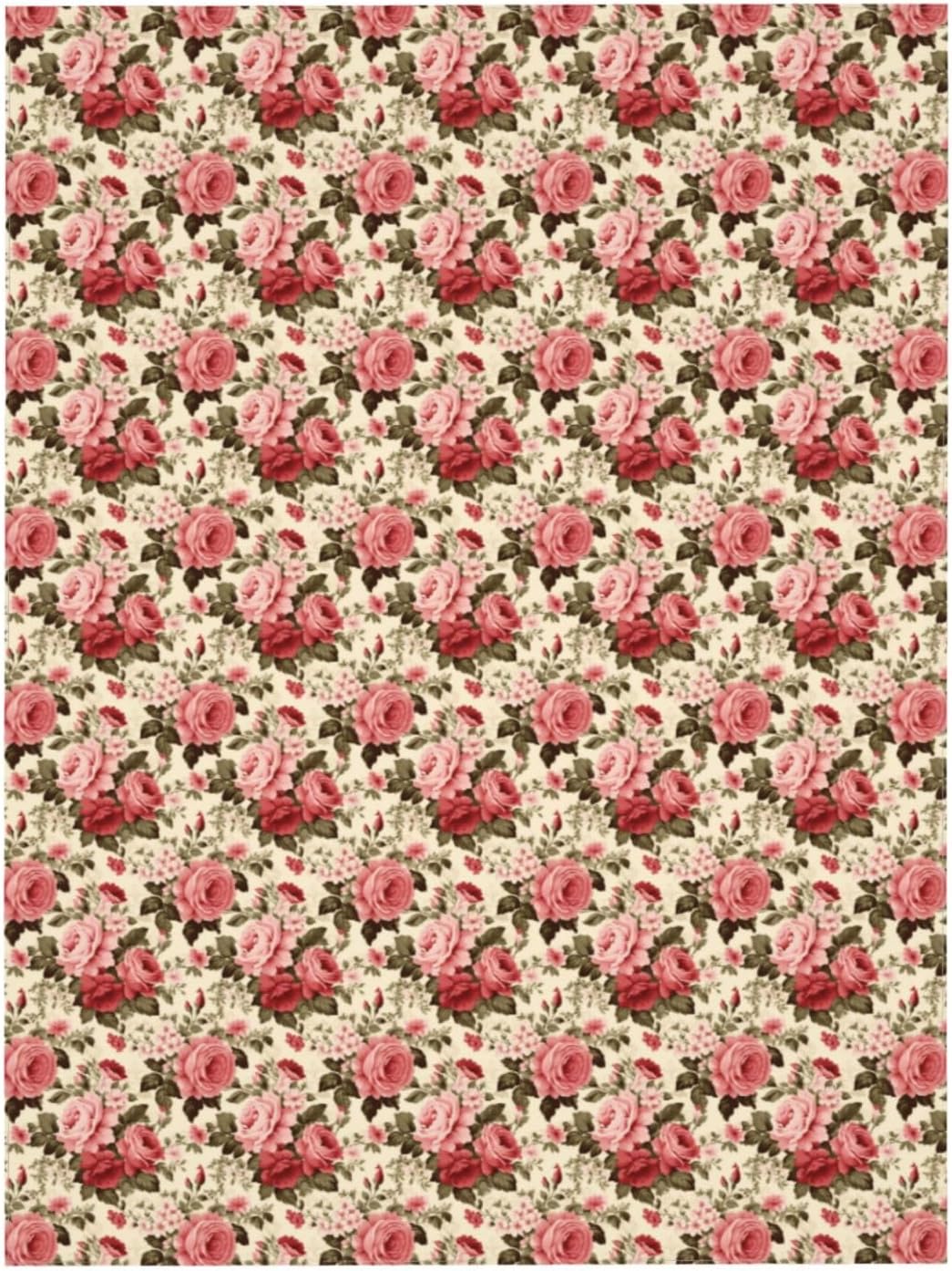 Victorian Rose Pink Flower Rectangle Tablecloth, Drop Shapes Table Cloth Dining Table Cover for Kitchen Restaurant Party Buffet Picnic, 52x70 Inch