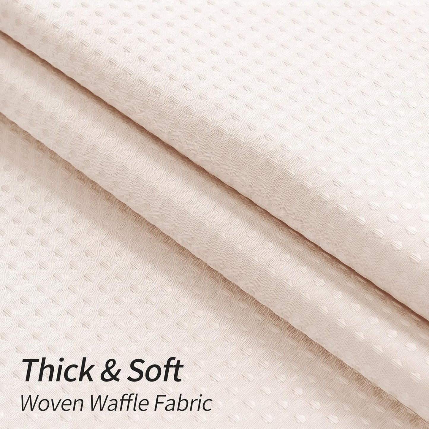 MitoVilla Pink Waffle Shower Curtain with Snap-in Liner, Modern Waffle Weave Fabric Shower Curtain for Luxury Hotel & Spa Bathroom Decor, 72 x 72, Blush Pink