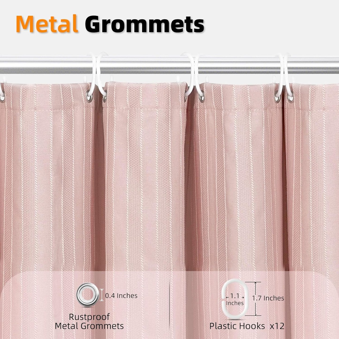 Seasonwood Pink Fabric Boho Shower Curtain Textured Vertical Stripe Tassel Shower Curtain Farmhouse Minimalist Cute Shower Curtains Pink, 72x72