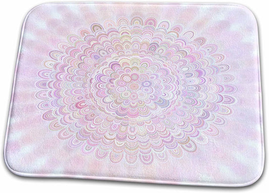 Dish Drying Mat - Light Pink Flower Mandala - abstract floral design Zydd - Floral Mandalas