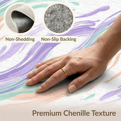 4'x6' Washable Modern Swirl Area Rug, Peach Flatwoven Floor Mat Non-Slip Chair-Friendly Carpet for Home Office, Gaming Room, Under Desk | Ref:2121374