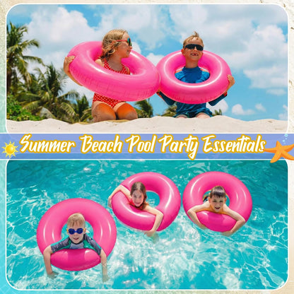 JellyArch 6 Pcs Inflatable Pool Floats 24 Inches Swim Tube Bulk Swimming Ring Pool Floaties for Beach Party Decorations Women and Men River Lake Summer Vacation Holiday (Rose Pink)