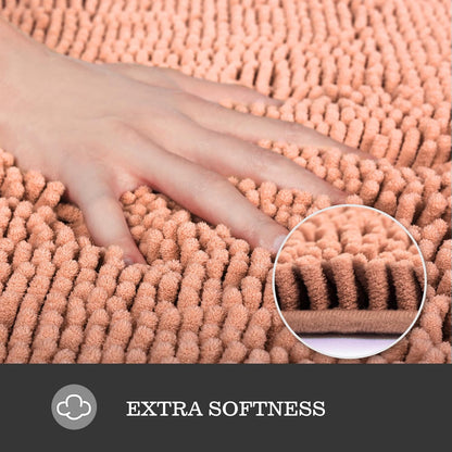 Yeaban Dusty Pink Bathroom Rugs 17"x24",Chenille Bath Mats,Absorbent and Washable Bath Rug Non-Slip, Extra Soft Rugs for Bathroom Floor,Tub,Shower and Sink