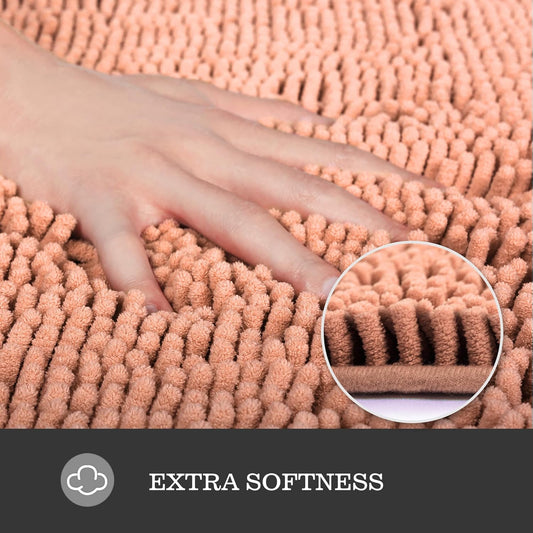 Yeaban Dusty Pink Bathroom Rugs 17"x24",Chenille Bath Mats,Absorbent and Washable Bath Rug Non-Slip, Extra Soft Rugs for Bathroom Floor,Tub,Shower and Sink