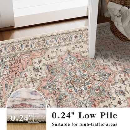 9x12 Large Area Rugs for Living Room Ultra-Soft Washable Rug Vintage Distressed Non-Slip Low Pile Stain Resistant Carpet for Bedroom Dining Room Kitchen Office