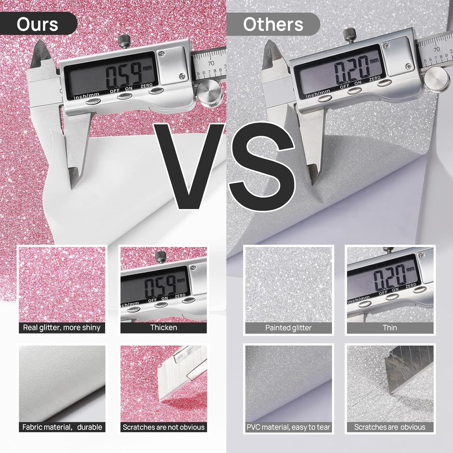 Stickyart Light Pink Glitter Wallpaper - Peel and Stick Decorative Self Adhesive Glitter Fabric - Removable Sparkle Wallpaper for Bedroom & Girls Room Walls - 15.8"x78.7"