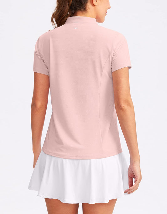 Obla Women's Golf Polo Shirt V-Neck Short Sleeve Collarless Quick Dry Tennis Running T Shirt Golf Tops for Women