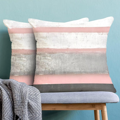 AEIOAE Pink Grey Pillow Covers 18x18 Set of 2 Beige Abstract Art Painting Striped Decorative Throw Pillow Covers Cotton Square Modern Cushion Case for Home Couch Sofa Outdoor