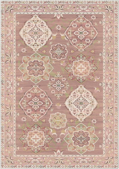 Vhong Washable 5x7 Area Rugs Vintage Boho Modern Pink Non Slip Large Carpet for Nursery Living Room Bedroom Farmhouse Dining Room Girls' Room