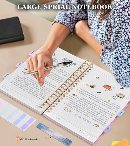 Pink Spiral Notebook Journal,360 Pages College Ruled Notebook, Lined Thick Journals for Women Men,A5 Thick Spiral Journal for Writing,100GSM Paper, Spiral Notebooks for Work School 5.5"x8.5"