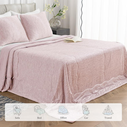 CHOSHOME Cooling Comforter Twin Size,Cooling Blanket with Q-Max 0.45 Arc-Chill Cooling Fiber,Cool Sleeping Summer Blanket for Night Sweats Hot Sleeper (60" x 90", Pink