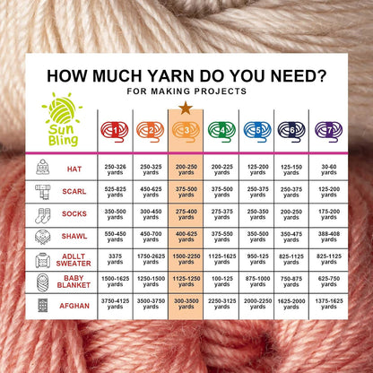 Crochet Yarn Glow in The Dark, SunBling Luminous 3 Pack of 5.29Oz/230Yards Acrylic Yarn for Handicraft Knitting, Light#3 Worsted Yarns Ideal for Beginners Adults, DIY Birthday Gifts for Women (Peach)