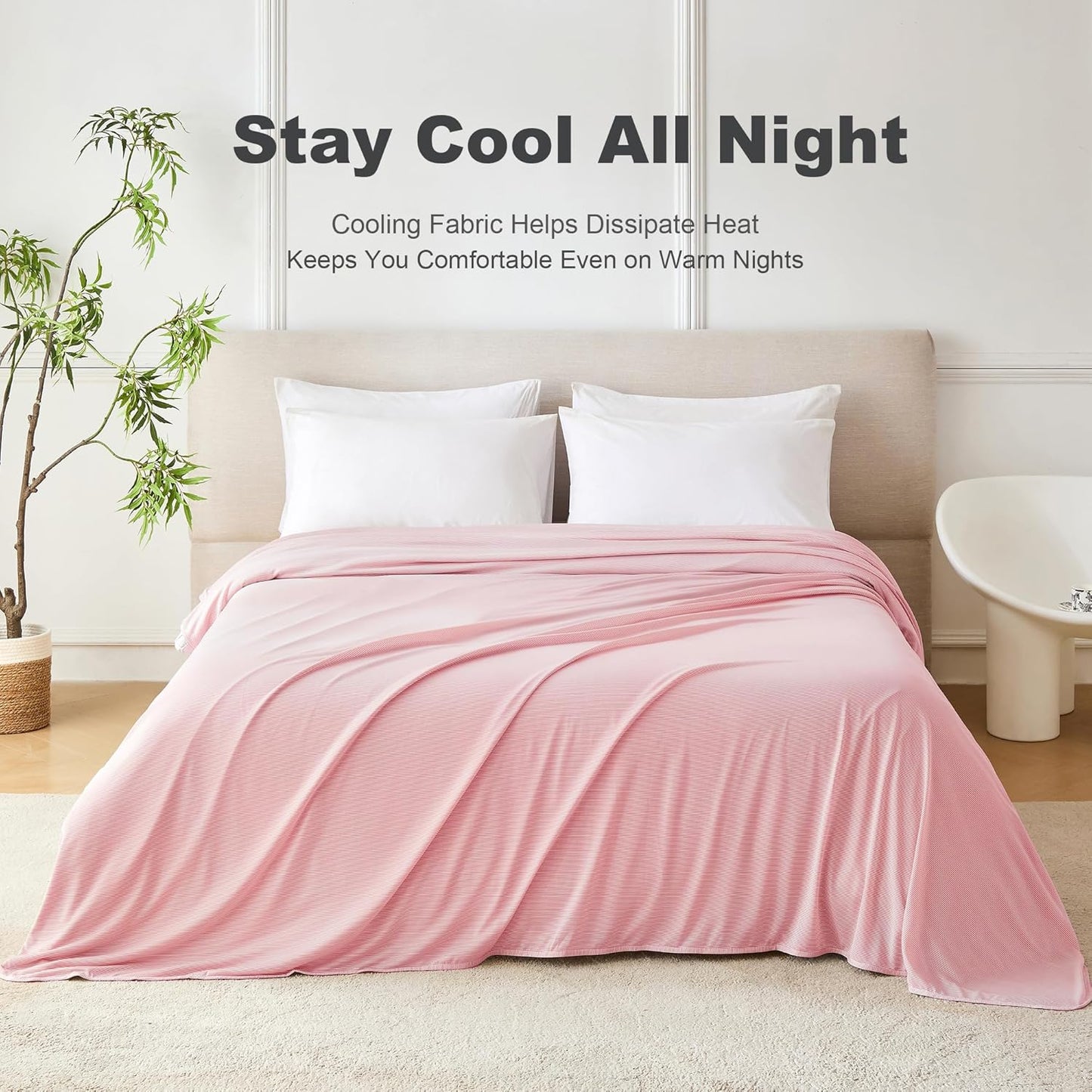 COOVA Cooling Blanket for Hot Sleepers,Lightweight Summer Cold Thin Blanket for Night Sweats and Hot Flashes,Breathable Soft Blanket for Bed Couch Sofa,(Pink,50x60 inches)