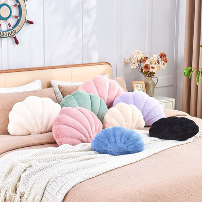 Seashell Pillow Sea Shell Decorative Throw Pillows for Bed Aesthetic Room Decor Dusty Pink Shell Shaped Pillow Cute Beach Plush Pillows for Couch (13x10 Inch)