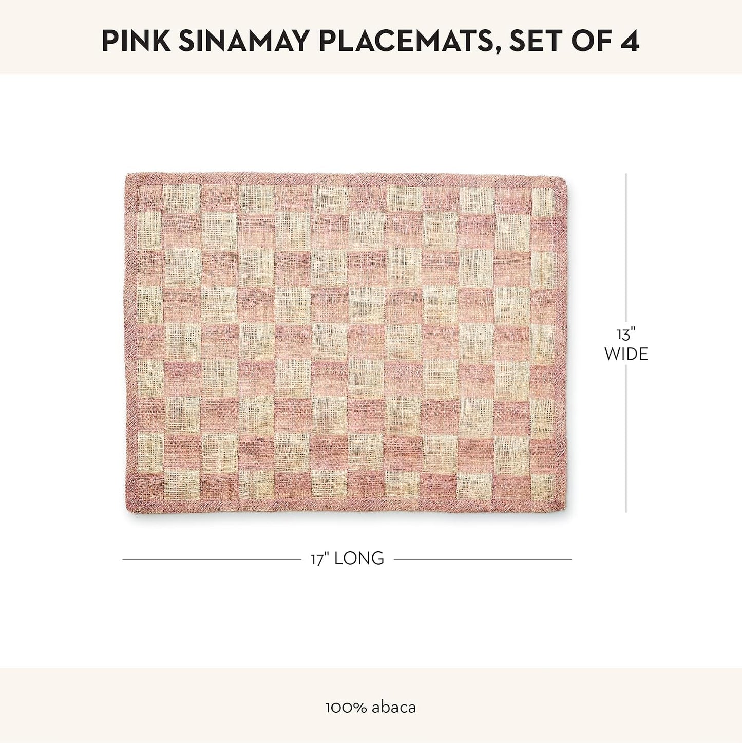 MACKENZIE-CHILDS Set of 4 Sinamay Placemats, Durable Woven Table Mats, Pink