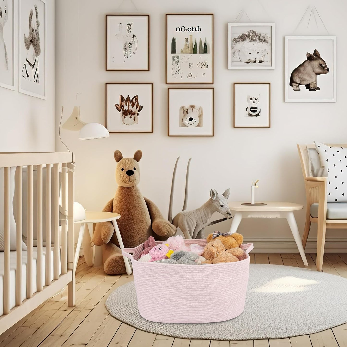 XUANGUO Large Rectangle Blankets Baskets 22"x17"x12" Toy Basket for Kids Woven Cotton Rope Storage Basket for Nursery - Laundry Baskets for Clothes Towels - Ideal for Living Room Storage pink