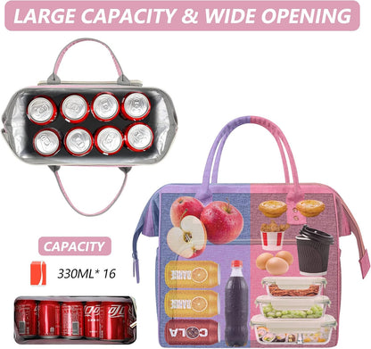 IDEATECH Insulated Lunch Box for Women, Cute & Reusable Cooler Lunch Bag for Work, Office & Picnic, Leak-Proof Tote with Shoulder Strap (Pink)