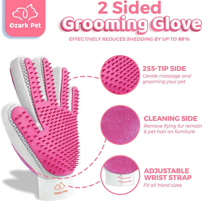 Dog & Cat Brush-Deshedding Brush, Dematting Tools, Shedding Brush Glove, Reduces Shedding 95%, Short to Long Hair, Large Breeds (Pink)