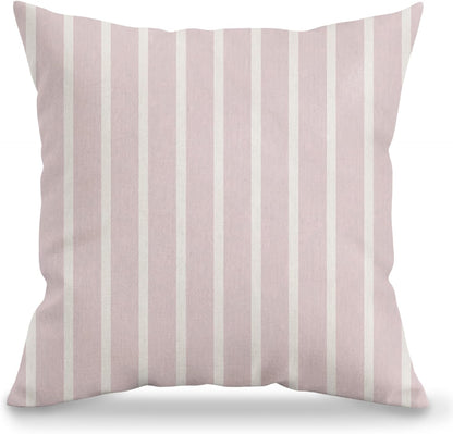Pink and White Striped Pillow Cover 18x18, Preppy Girly Pink Striped Modern Minimalist Decorative Throw Pillow Cover Case for Home Bedroom Living Room Couch Sofa