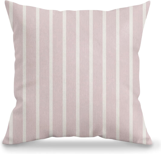 Pink and White Striped Pillow Cover 18x18, Preppy Girly Pink Striped Modern Minimalist Decorative Throw Pillow Cover Case for Home Bedroom Living Room Couch Sofa