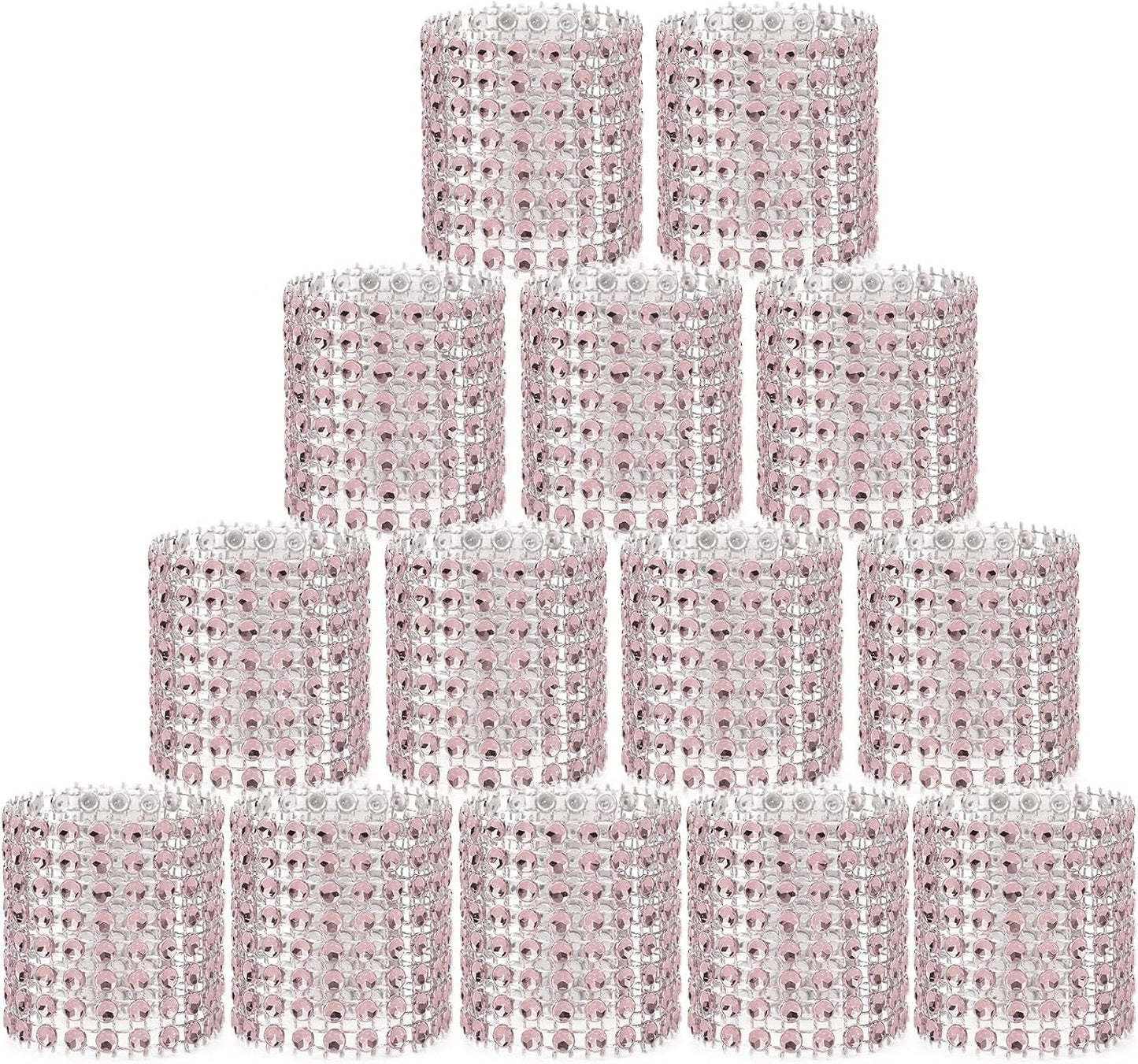 Pink Napkin Rings for Wedding Set of 150pcs,Rhinestone Diamond Crystal Napkin Rings Bulk for Wedding Reception, Dinner, Place Settings, Holiday Parties or DIY Decoration (150,Light Pink)