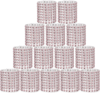 Pink Napkin Rings for Wedding Set of 150pcs,Rhinestone Diamond Crystal Napkin Rings Bulk for Wedding Reception, Dinner, Place Settings, Holiday Parties or DIY Decoration (150,Light Pink)