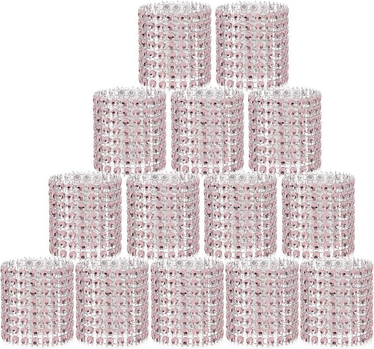 Pink Napkin Rings for Wedding Set of 150pcs,Rhinestone Diamond Crystal Napkin Rings Bulk for Wedding Reception, Dinner, Place Settings, Holiday Parties or DIY Decoration (150,Light Pink)