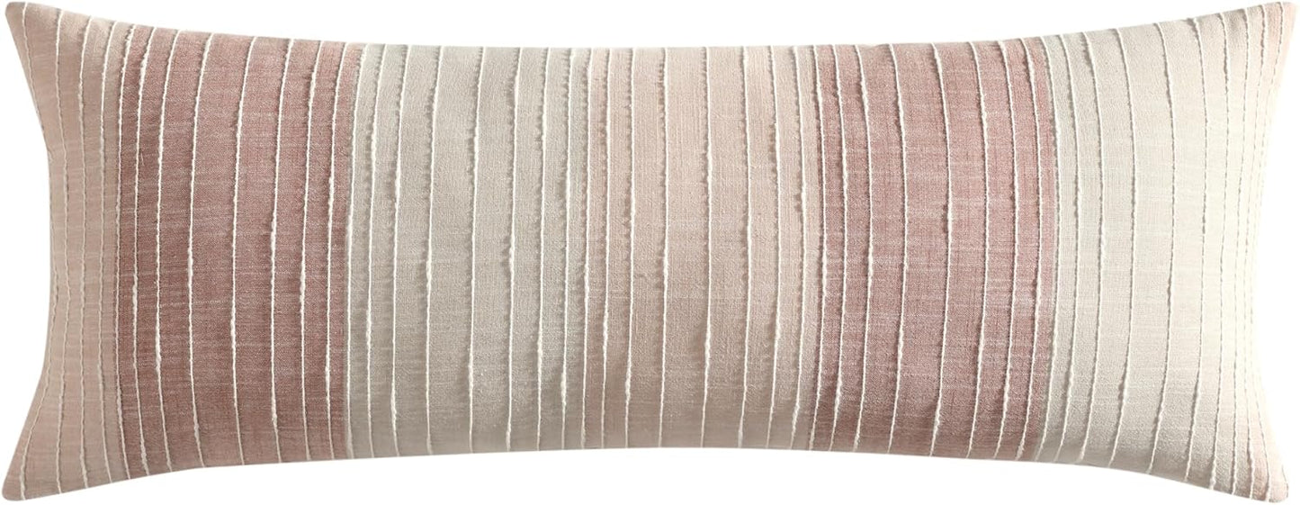 Levtex Home – Sand Stripes Blush Lumbar Decorative Pillow Cover– 14x36in. – Modern Stitched Stripe Design – Pink and Neutral Tones – Soft Textured Fabric – No Insert Included