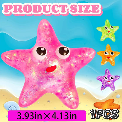 1Pcs Squishy Starfish Sugar Stress Balls Squeeze Fidget Toys for Girls and Boys Cute Anxiety Relief Starfish Toys Squishy Stress Balls for Kids and Adults Birthday Party Favors(Pink)