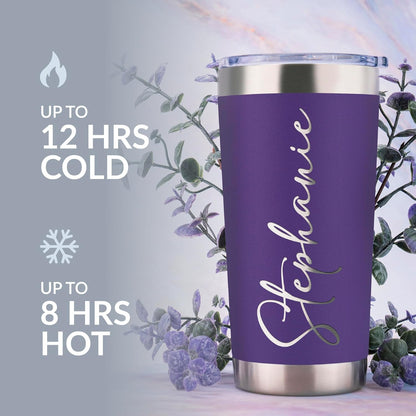 Personalized 30oz Tumbler with Engraved Name | Light Pink Stainless Steel Travel Mug with Slider Lid | Vacuum Insulated Coffee Cup | Custom Gift for Women & Men, Birthday, Christmas