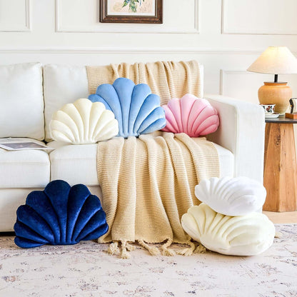 Lfsaaj Pink Seashell Throw Pillows, Shell Shaped Throw Pillows, 13 Inch Soft Velvet Home Decorative Pillow Plush Cushion for Bed Couch Living Sofa Room Decor Accent Throw Pillow