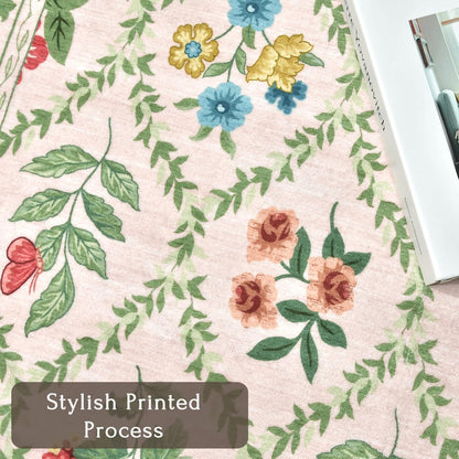 Washable 9x12 Area Rugs - Large Stain Resistant Pink Living Room Rug Non-Slip Soft Boho Floral Rugs for Bedroom Aesthetic Farmhouse Flower Big Carpet for Dining Room Under Table Kids Room