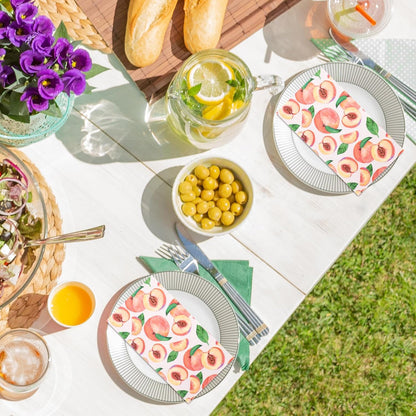 FYSUIMU 50 Pcs Peach Guest Napkins Watercolor Pink Peach Disposable Napkin Fruit Paper Hand Towels for Bathroom Summer Picnic Birthday Bridal Shower Party Table Supplies