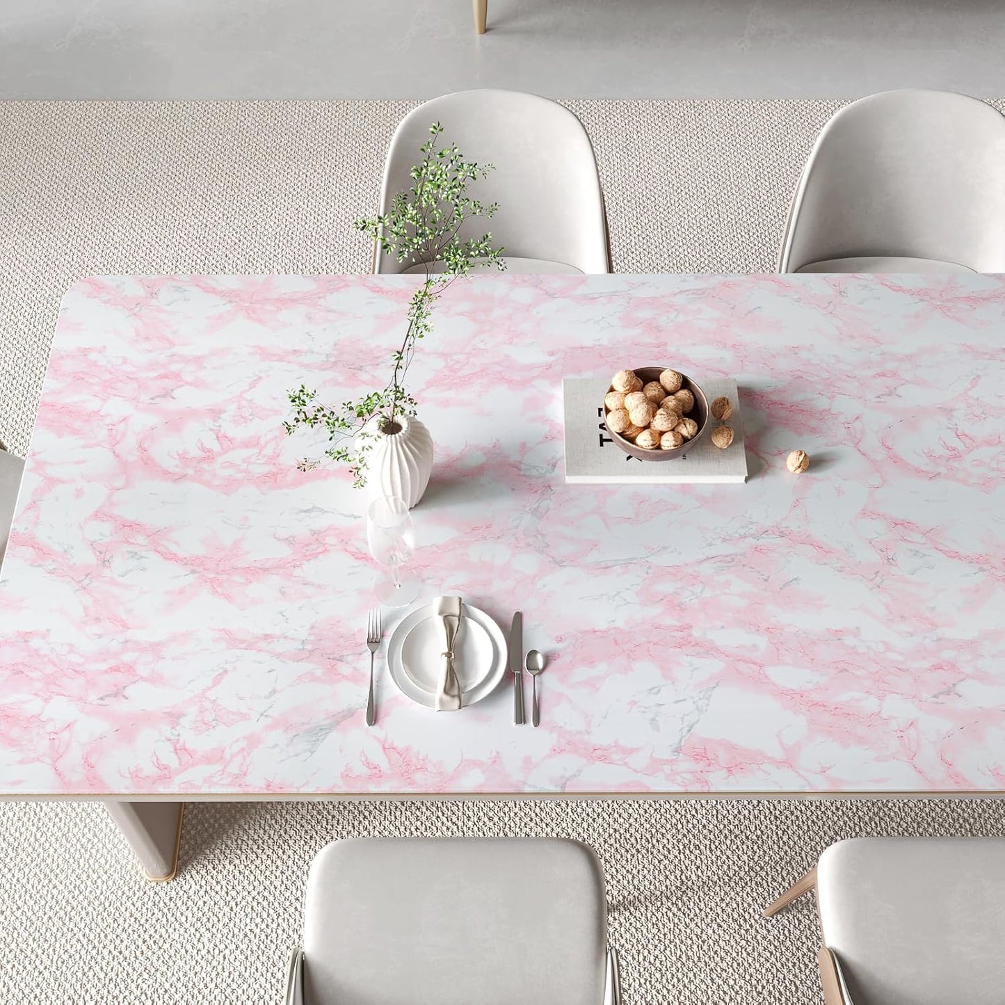 CHIHUT Pink Marble Peel and Stick Wallpaper Self Adhesive Marble Contact Paper for Countertops Waterproof Bathroom Kitchen Counter Contact Paper 12"x100" Countertop Vinyl Wrap for Furniture Cabinets