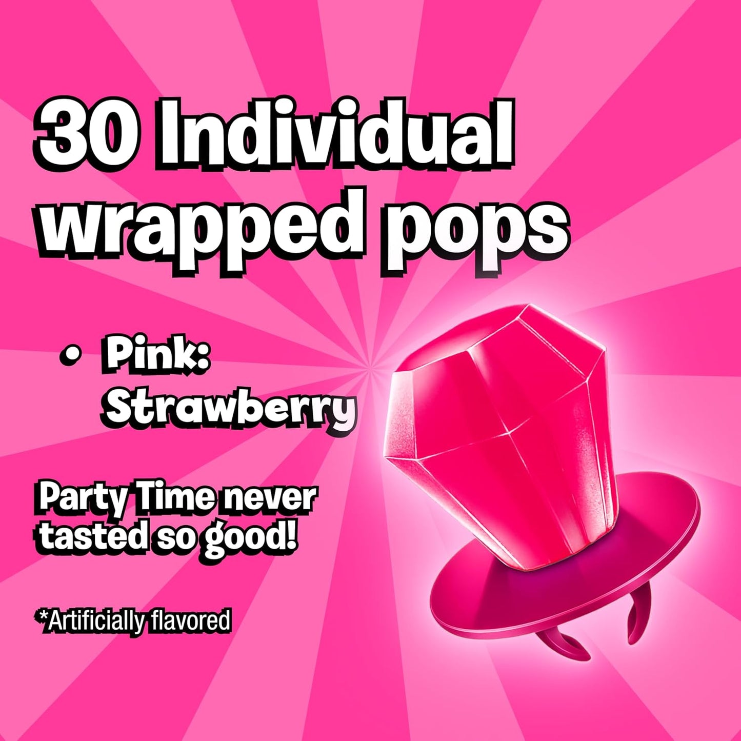 Ring Pop Individually Wrapped Pink Candy, Strawberry 30 Count Lollipop Bulk Pack – Lollipop Suckers for Kids, Fun Candy Bulk for Gender Reveal, Bachelorette Party Favors, Kids Party Favors