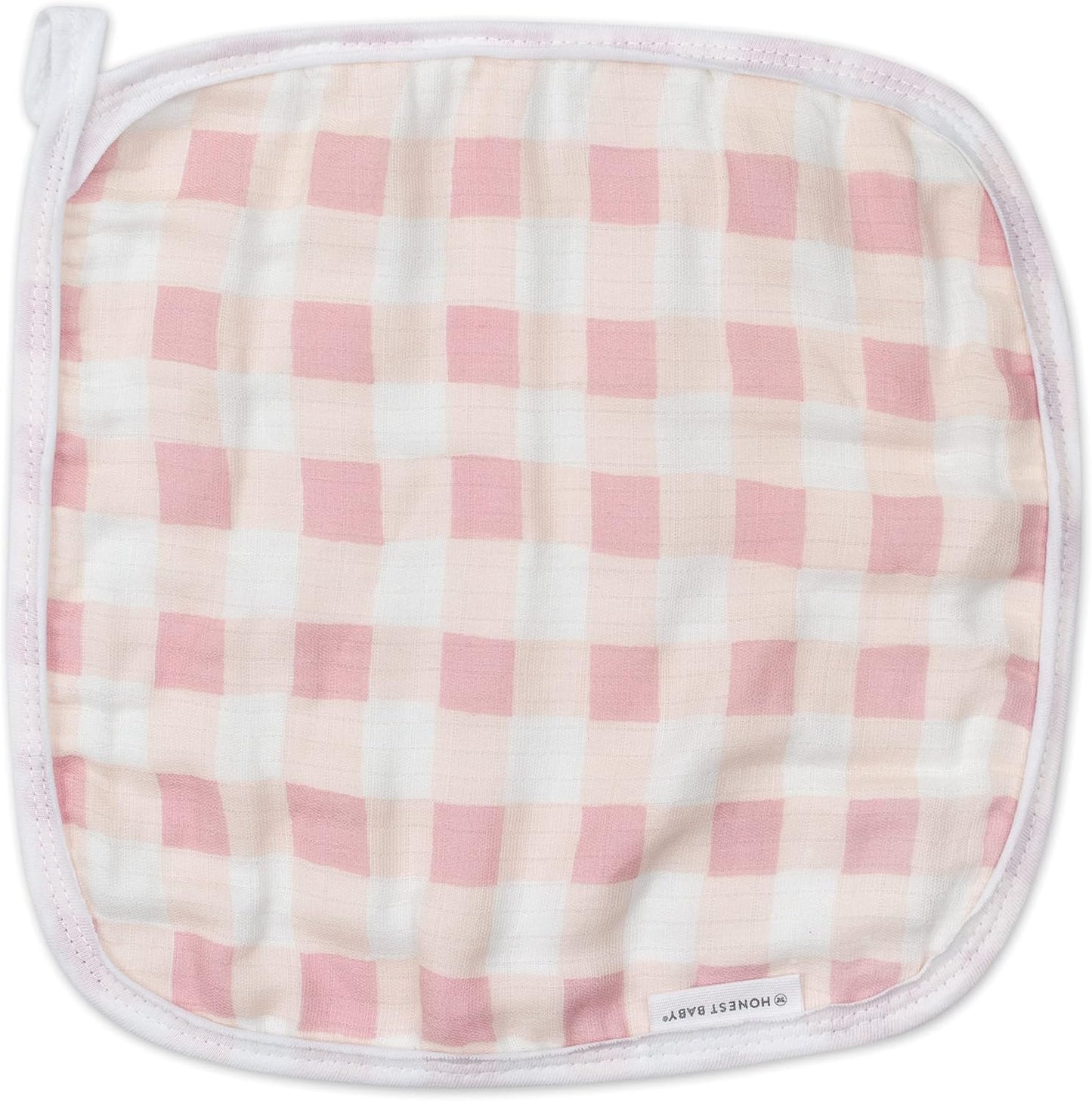 HonestBaby 3-Piece Organic Cotton Hooded Towel & Washcloth Set, Peach Skin Painted Buffalo Check, One Size