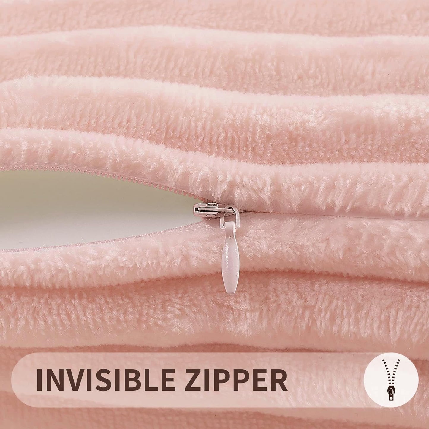 Simmore Decorative Summer Throw Pillow Covers 18x18 Set of 2, Soft Plush Flannel Double-Sided Fluffy Lumbar Pillow Covers for Couch Sofa Living Room, Pink
