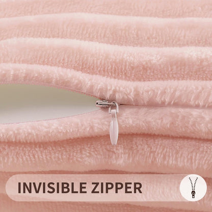 Simmore Decorative Summer Throw Pillow Covers 18x18 Set of 2, Soft Plush Flannel Double-Sided Fluffy Lumbar Pillow Covers for Couch Sofa Living Room, Pink