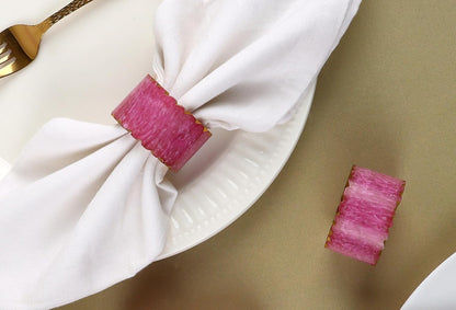 ALPHA Living HOME Napkin Rings Set of 12 - Handmade Epoxy Resin Napkin Holders | Elegant Table Decor for Dining, Weddings & Parties | Durable & Stylish Farmhouse Napkin Rings (Pink Gold)