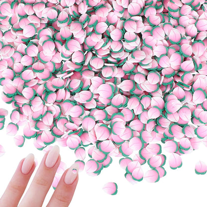 PATIKIL Polymer Clay Slices, 100g Peach Slice Fruit Art Slices Food Polymer Clay for DIY Nail Decor, Crafts Making, DIY Filler Accessories, Pink Green