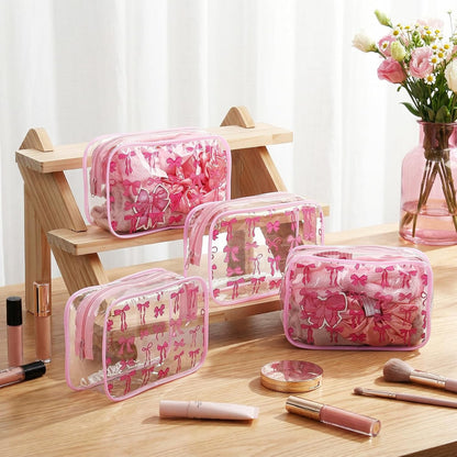 127 Pcs Pink Bows Sleepover Party Favor Supplies 6 Pink Coquette Preppy Makeup Bag 6 Hair Scrunchies Ties 6 Bow Socks 6 Headbands and Sticker Gifts Bulk for Women Bridal Shower