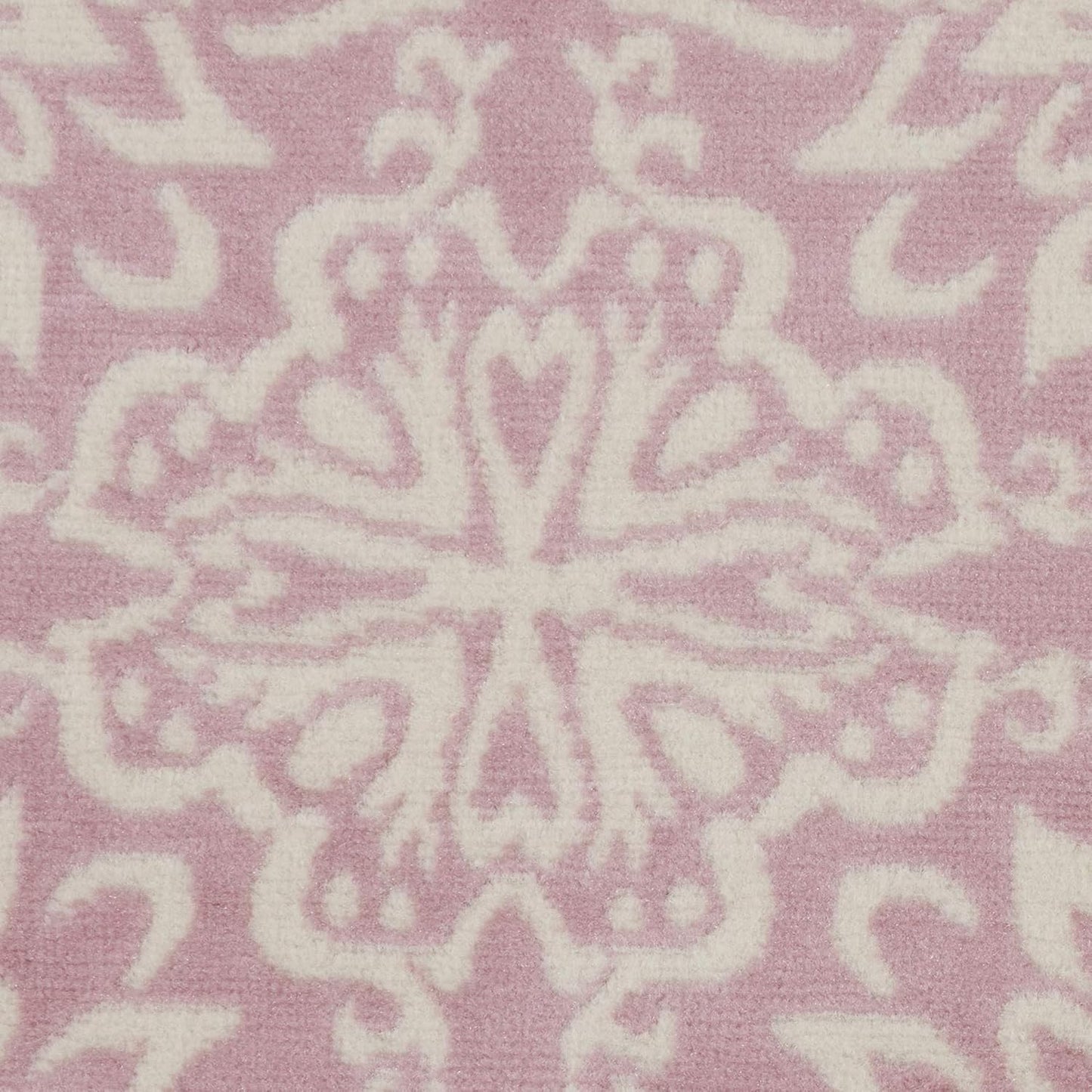Nourison Home Jubilant Floral Ivory/Pink 5'3'' x Round Area-Rug, Easy-Cleaning, Non Shedding, Bed Room, Living Room, Dining Room, Kitchen (5 Round)