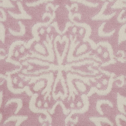 Nourison Home Jubilant Floral Ivory/Pink 5'3'' x Round Area-Rug, Easy-Cleaning, Non Shedding, Bed Room, Living Room, Dining Room, Kitchen (5 Round)