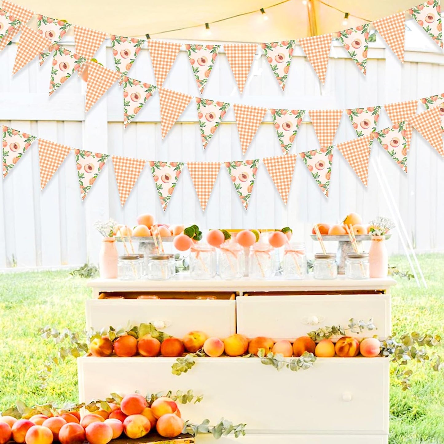 Peach Party Decoration 3PCS Sweet Peaches Party Banners One Sweet Peach Birthday Supplies Pennant Banner Fruit Theme Birthday Hanging Banner for First Bday Baby Shower Bachelorette