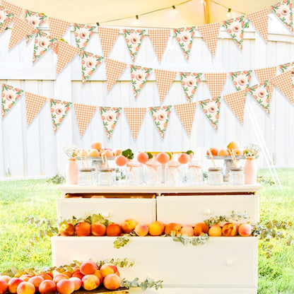 Peach Party Decoration 3PCS Sweet Peaches Party Banners One Sweet Peach Birthday Supplies Pennant Banner Fruit Theme Birthday Hanging Banner for First Bday Baby Shower Bachelorette