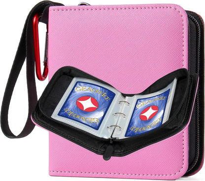 GEAoffice Mini Card Binder 2-Pocket, Super Lightweight Small Collectible Trading Card Albums for 80 Cards, 1 Pocket Top Loading Binder for TCG, MTG, Sports&Game Cards, Gifts for Girls, Pink