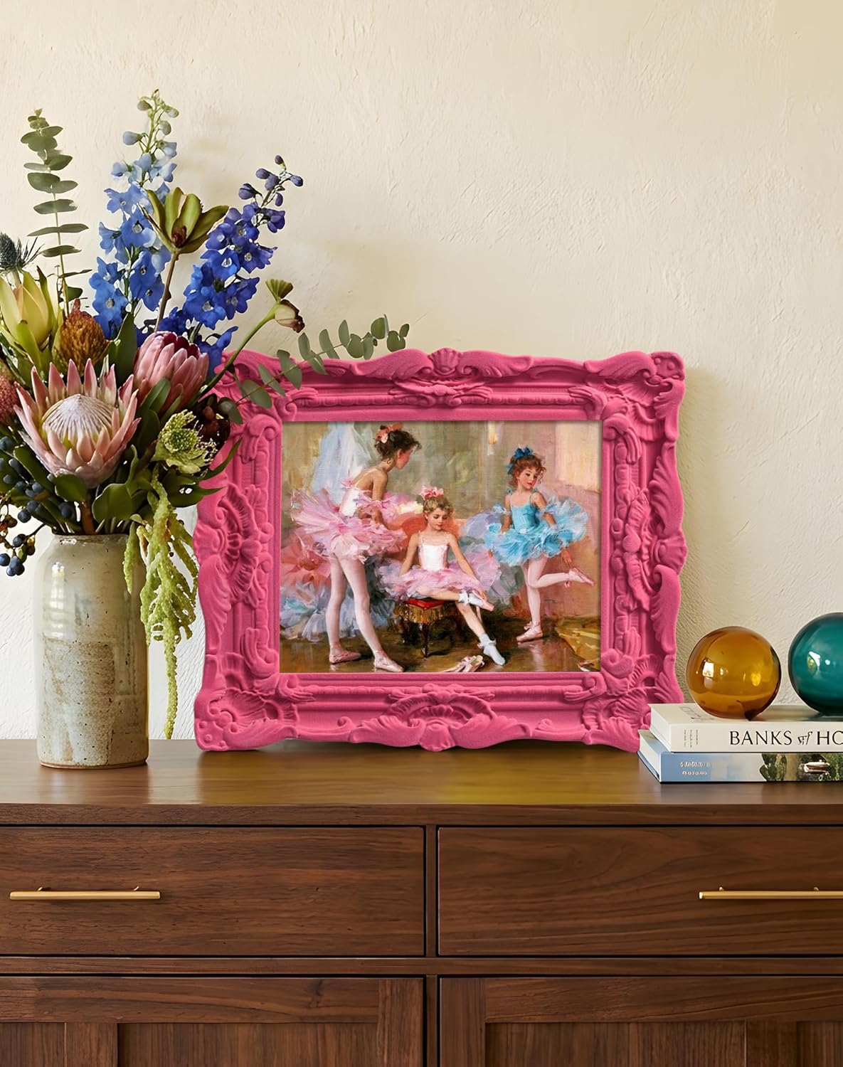 Pink 8x10 Picture Frame for Portraits Wedding Photos, Small Cute Decorative Frame with Stand for Table Shelf Desk Decor Unique Gift for Housewarming Birthday (Rose Pink)